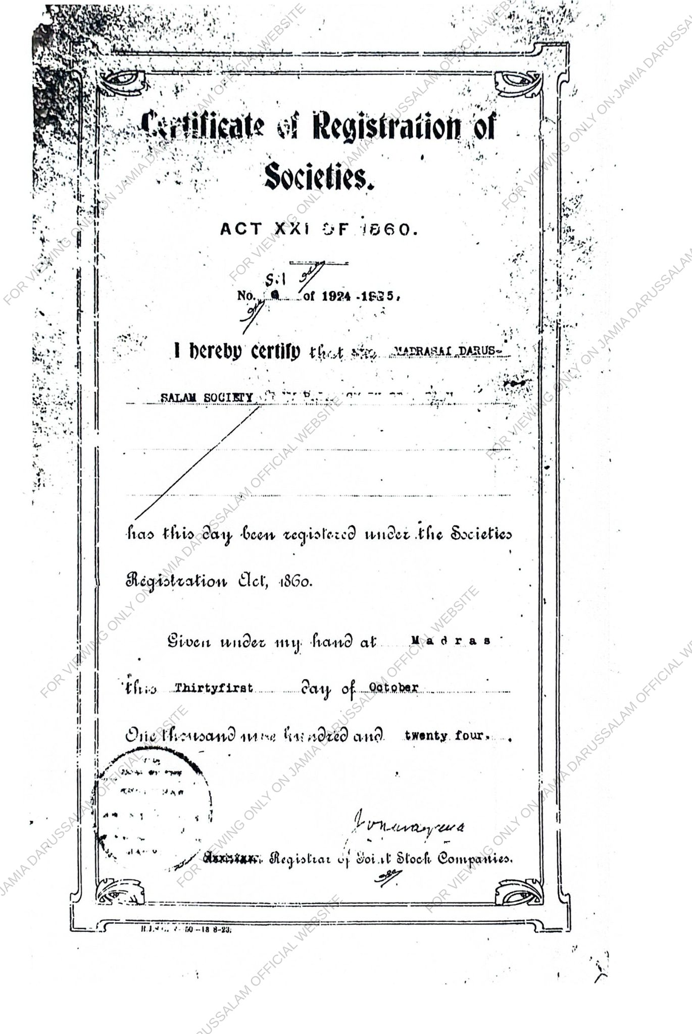Original Registration